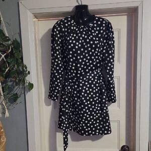 a new day Black & White Polka Dot Long-Sleeve Wrap Dress